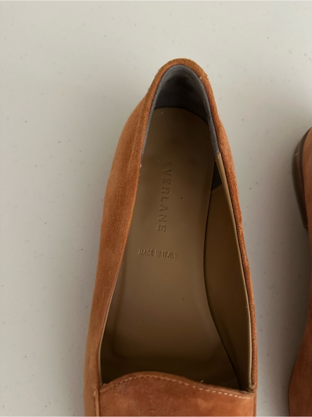 Everlane Italian Suede Pointed Toe Loafers Flats Cognac Brown Size 7.5 Old Money - Picture 5 of 8